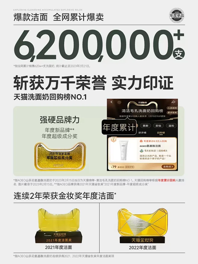 AOEO山茶花氨基酸洗面奶洁面深层清洁毛...