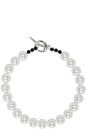 Sophie Buhai - White Large Pearl Choker : Beaded pearl choker in white. Black beaded detailing at sterling silver toggle fastening. Approx. 16 length.