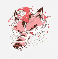 狐狸与小红帽png免抠素材_新图网 https://ixintu.com Q版 卡通 嘻哈 小红帽 插画 暗黑系 涂鸦 潮流 潮牌 狐狸 美式漫画 美漫 街头涂鸦
