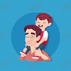 父亲节  【酷图网】父亲节,节日,父子女,爸爸,卡通人物,亲子,插图,海报,插画,感恩,亲情