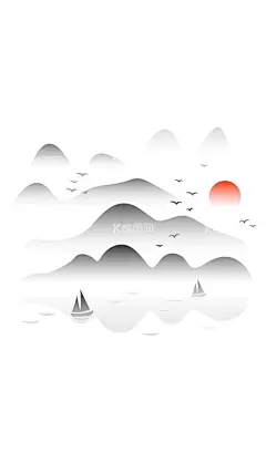 矢量中国风手绘水墨元素  - 源文件下载【酷图网】水墨,风景画,山水,徽派,建筑,元素