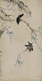 清 华喦 《鸲鹆双栖图》 --- 在清中期画坛上，长期寓居扬州的华喦是一位富有创新精神，成就卓著的实力派画家。他善用粗笔、渴笔，所画花鸟，草虫和小动物，形象都自然逼真，活泼生动，富有生趣。