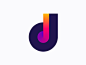 d for disco logo concept dance dj music geometric logo gradient colorful color mark icon brand branding monogram letter vynil music