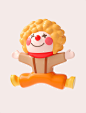 橙色3D立体C4D卡通愚人节小丑