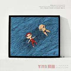 庞彦插画 那片海 浪漫插画装饰画 原创文艺创意小清新画 宜家挂画