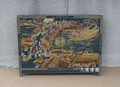 AG082蓝底清明上河图二斗双门柜
