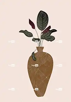 植物 花卉背景 锅 花瓶 简单的 极简主义者 背景 画画 床单