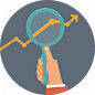 analyze, business, graph, hand, magnifier, strategy icon