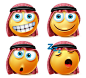 Conjunto de vectores de emoticonos árabes saudíes emojis de cara árabe saudita con sorpresa para dormir y feliz Vector Premium 