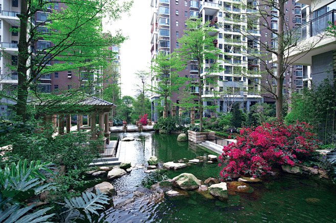 高档住宅小区溪流景观