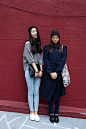 beanie + loose grey top + light blue skinny jeans + white sneakers - beanie + coat + jeans + socks + Oxford shoes : fall outfit, Asian: 
