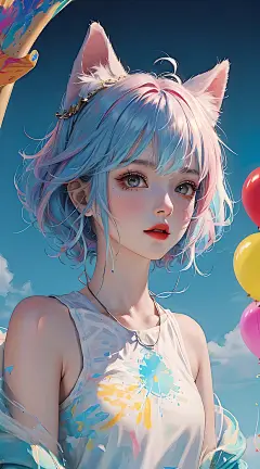 【图片】【AI绘画】炫彩蓝瞳猫女2【动漫壁纸吧】_百度贴吧