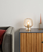 Ewer Table Lamp, Champagne Glass and Polished Brass | MADE.com