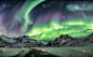 雪,北极光,山脉,在上面,挪威,旅途,斯堪的纳维亚半岛,照明设备,环境保护,炊具