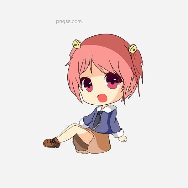 原创手绘Q版人物可爱的女孩png格式图片...