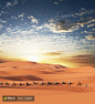夕阳下的沙漠摄影背景桌面壁纸图片素材