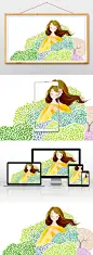 小清新唯美系立春插画
