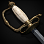 Court sword, Dmitriy Shchukin : This model, which I made for Action / RTS / RPG Wind Rose - a game in the style of steampunk and real events on the theme of 17-18 century. 
Game website - https://fieriagold.com 
Triscount - 4918
One 4k texture set.