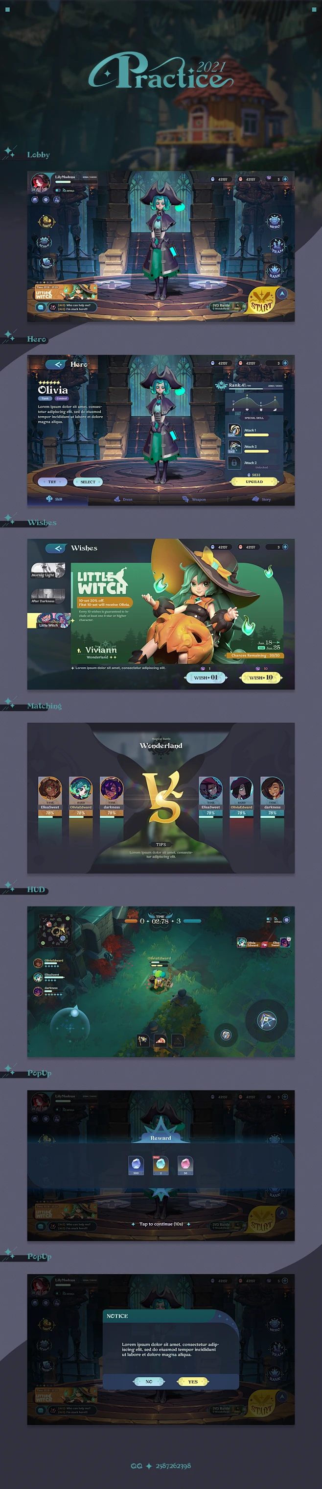 2021练习-多人竞技对战游戏 魔法风格扁平化UI|UI|游戏UI|marishi - 原创作品 - ()-花瓣网