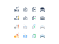 Iconography style exploration gradient illustration drink icons iconography car drugstore pharmacy drug radio fast food sandwich food