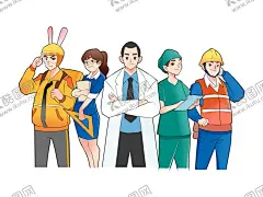 医生素材五一劳动节海报 【酷图网】医院,医生,护士,工地工人,老师,送外卖,