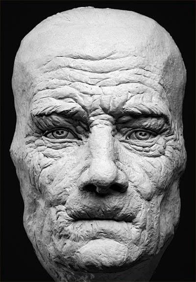 长者的人脸老化过程雕刻参考