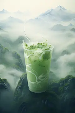 AI数字艺术春季春天奶茶摄影图