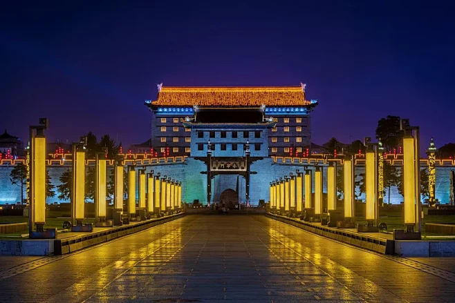 中国陕西西安古城永宁门夜景图片下载-花瓣网