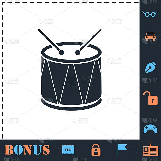 Drum icon flat素材-花瓣网