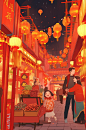 AI数字艺术新年春节年货节买年货插画-众图网
