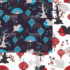 鹤扇子  - 源文件下载【酷图网】数码,印花,高清,循环,手绘,