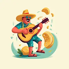 设图弹吉他音乐男孩手绘扁平风夏季人物插画