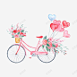 情人节粉色水彩气球脚踏车插画 脚踏车 花卉 装饰 元素 免抠png 设计图片 免费下载 页面网页 平面电商 创意素材