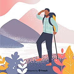 户外探险者爬山旅行者