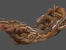 破旧的木船，破船，海盗船，破旧的船体2