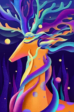 梦幻糖果渐融风风景插画