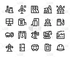 一套线性工业图标