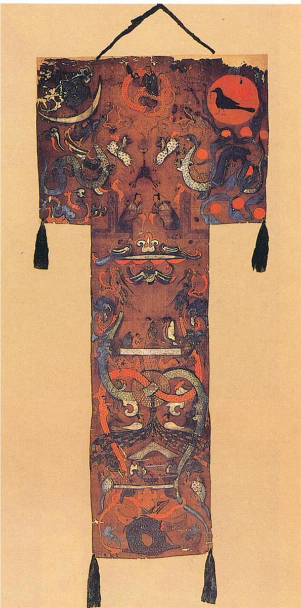 西汉《T字型帛画》 汉代盛行厚葬之风，人们都以为人死后的灵魂是不灭的，可以升入天界，封建统治阶级更是希望死后能和生前一样享受权势和富贵，因此 ...