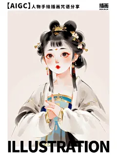 【AIGC】国画人物手绘插画咒语分享 - 小红书