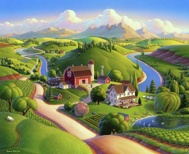 美国乡村田园插画复古byrobinmoline