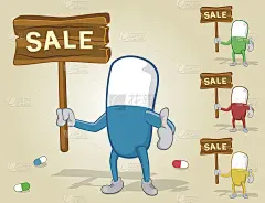 药片出售，竖起大拇指