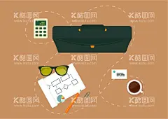 办公插画  - 源文件下载【酷图网】办公桌,桌面,办公室,眼睛,咖啡,办公室插画