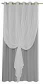 2 Piece Mix and Match Wide Dotted Tulle Lace Blackout Curtain Set, Gray contemporary-curtains