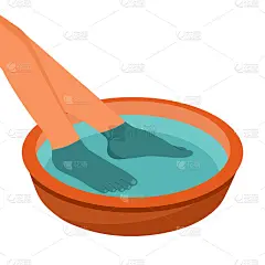 在平底的碗里装满水，泡脚。足浴皮肤护理放松。在家或美容院修指甲。