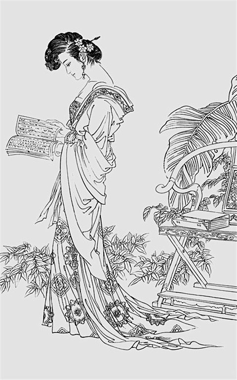 国画家项维仁白描人物
