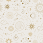 Vector vector magic seamless pattern with constellations, sun, moon, magic eyes, clouds and stars.