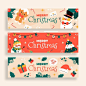 Hand drawn christmas banners set