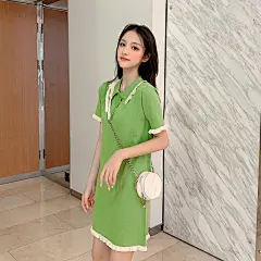 实拍~小视频~2019新款韩版女装纯色翻领针织连衣裙-CZ橙子实拍店-广州批发货源-搜款网