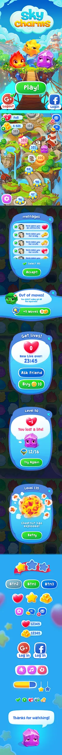 Sky Charms game GUI