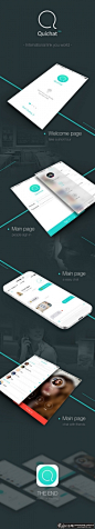 Quichat for ios - App界面设计作品欣赏 白色手机移动端APP设计作品 水蓝色元素APP